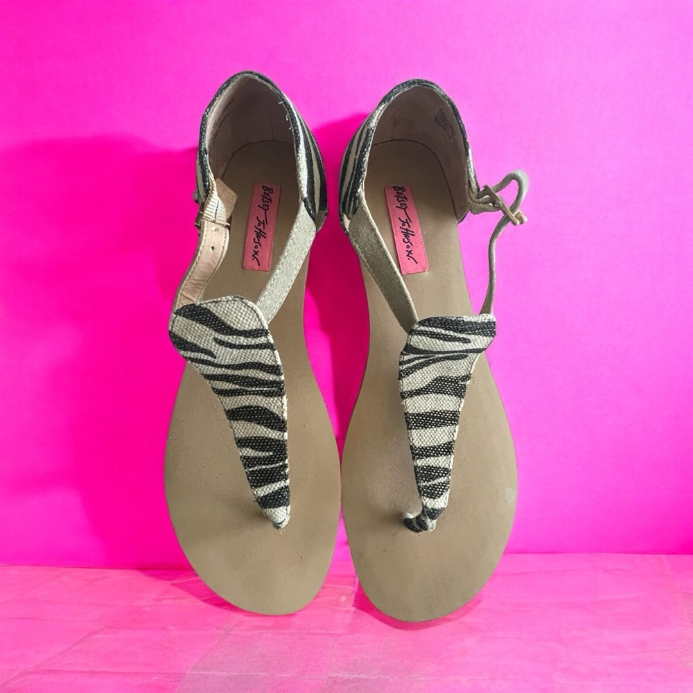 Cute Betsey Johnson, Zebra print sandals.